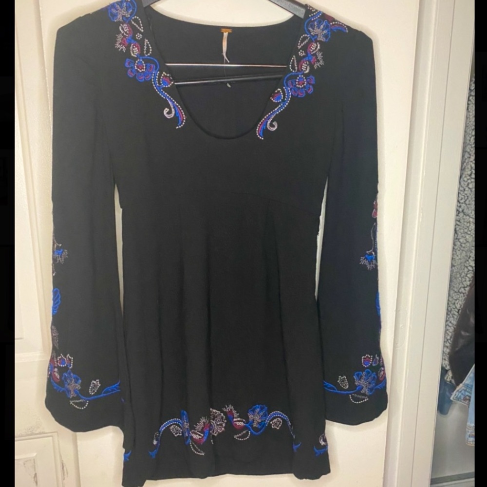 Free People Black Bell Sleeve Dress